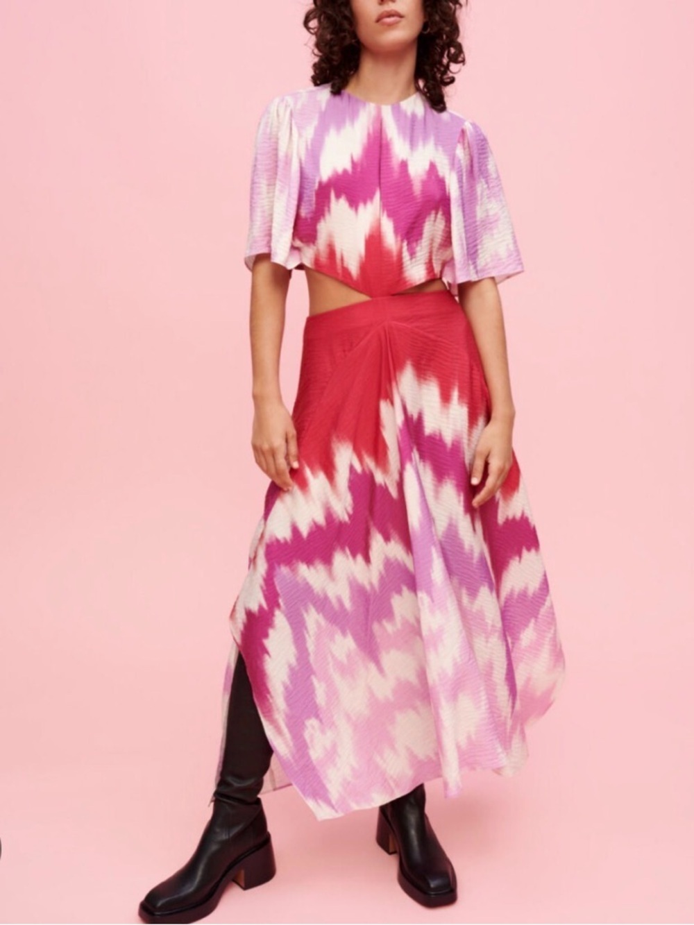Maje Tie and Die Woven Ikat-Print asymmetrical scarf dress size Medium.